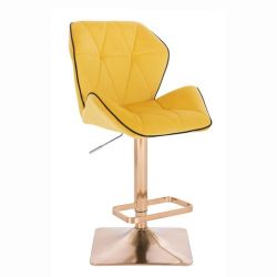 Barová židle MILANO MAX VELUR na zlaté hranaté podstavě - žlutá