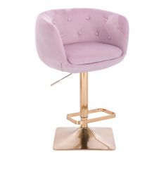 Barová židle MONTANA  VELUR na zlaté hranaté podstavě - fialový vřes