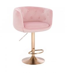 Barová židle MONTANA VELUR na zlatém talíři - růžová