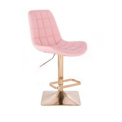 Barová židle PARIS na zlaté hranaté podstavě - růžová