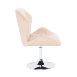 Kosmetická židle MILANO MAX VELUR na stříbrném talíři - krémová
