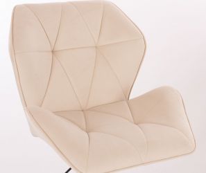 Kosmetická židle MILANO MAX VELUR na stříbrném talíři - krémová