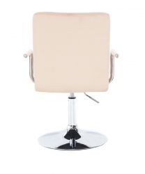 Kosmetická židle VERONA VELUR na stříbrném talíři - krémová