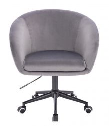 Kosmetická židle VENICE VELUR na černé podstavě s kolečky - světle šedá