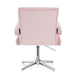 Kosmetická židle BOSTON VELUR na stříbrném kříži - světle růžová